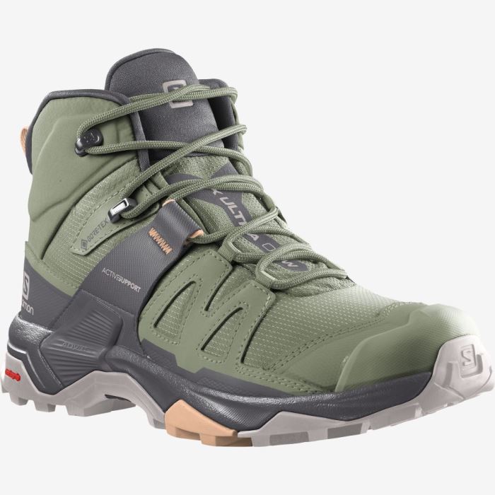 Salomon X ULTRA 4 MID GORE-TEX Vandresko Dame Grøn Hvide | gAlNxemd