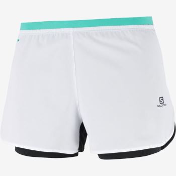 Salomon CROSS 2IN1 Shorts Dame Hvide Sort Blå | eVklcj48