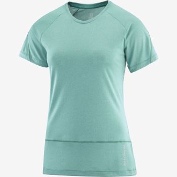 Salomon CROSS RUN T Shirts Dame Pacific / Heather | 7YY8OiQv