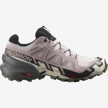 Salomon SPEEDCROSS 6 GORE-TEX Trail Løbesko Dame Grå Lyserød Sort Olivengrøn | u714akcn